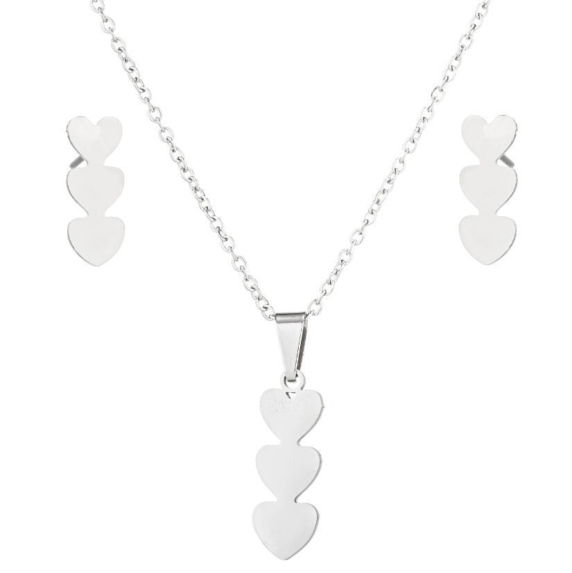 1 Set Fashion Heart Shape Stainless Steel Titanium Steel Plating Earrings Necklace display picture 6