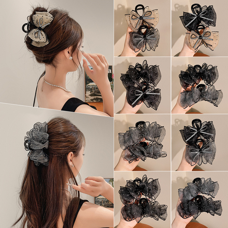 Diamante punto de onda arco clip de agarre para mujeres verano 2025 nuevo estilo de alta calidad burbuja clip de tiburón clip de cabello