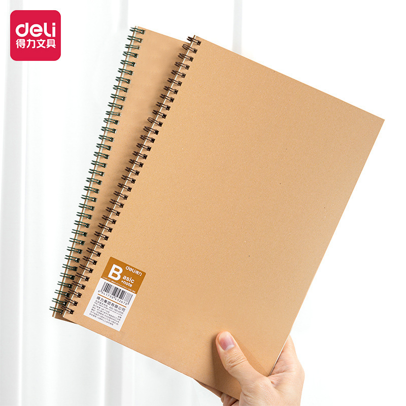 Deli Cowhide Cover Spiral Notebook Business Notepad Notebook Student Postgraduate Entrance Examination Exercise Book Coil Notebook Diary