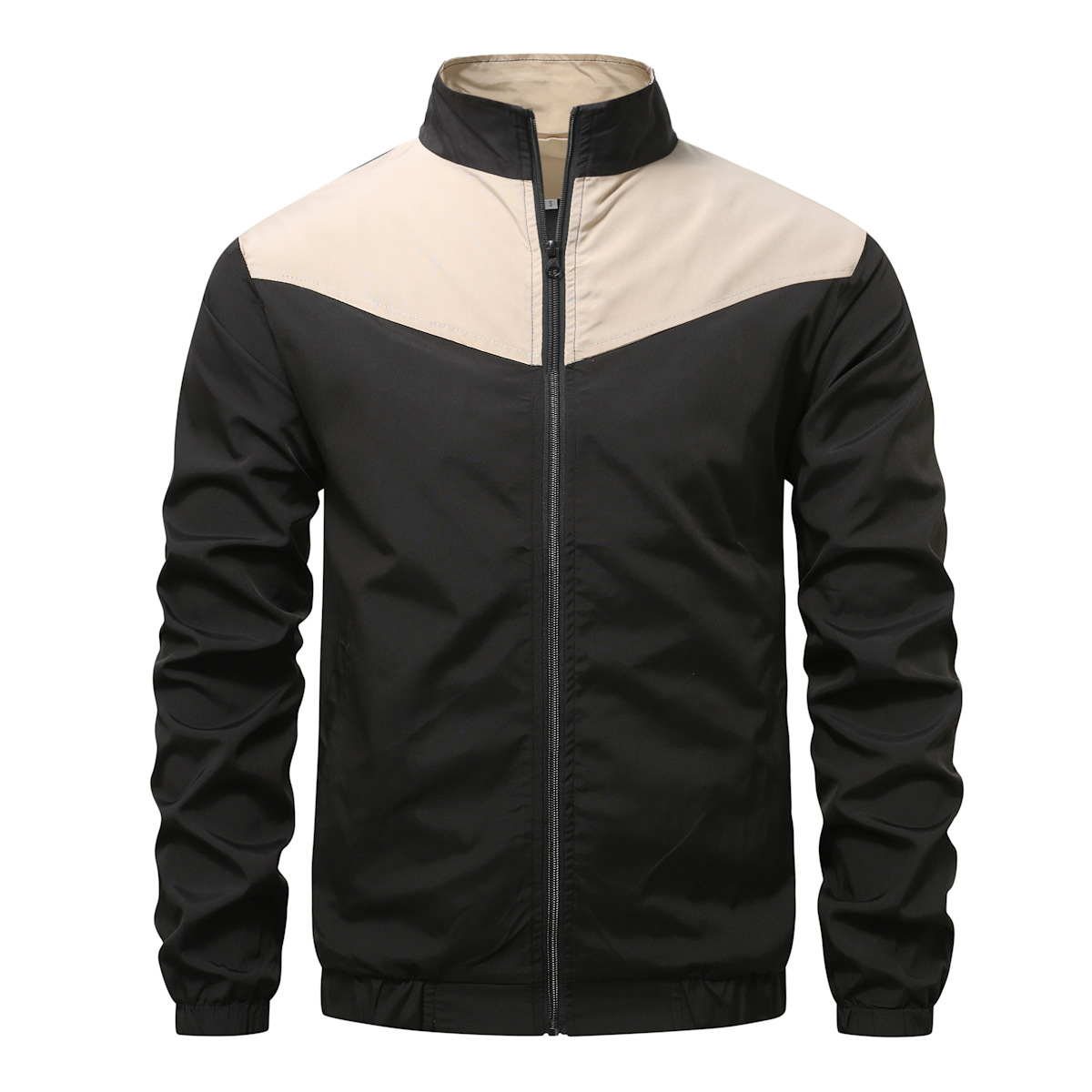 Men's Colour-blocking Windproof Cardigan Jacket With High Collar_voghion.com