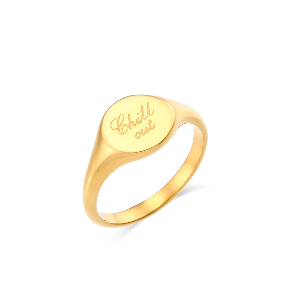 Fashion New Electroplated 18k Lettering Women Wholesale Stainless Steel Ring display picture 7