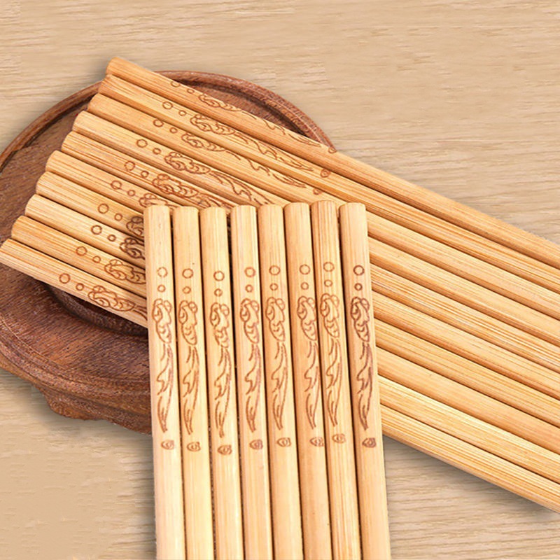 Bamboo chopsticks for household use, bamboo, paintless, wax-free, anti-slip tableware, bamboo chopsticks, one chopstick, 10 pairs of high appearance