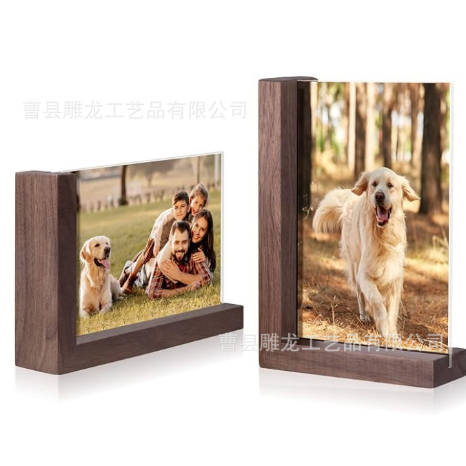 Country style wooden photo frame L-shaped double-sided picture frame vertical and horizontal display for desktop or desktop Country style wooden photo frame L-shaped double-sided picture frame vertical and horizontal display for desktop or desktop