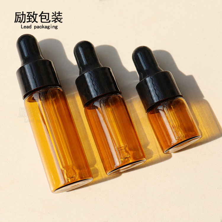 Brown essential oil bottle 2ml 3ml 5ml glass sub-bottle sample small brown bottle draw tube bottle dropper bottle