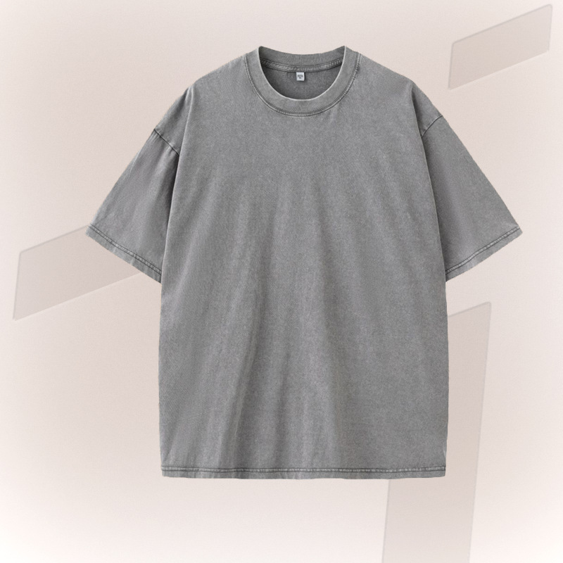 Verano nuevo producto pesado 270G retro lavado y desgastado camiseta de manga corta para hombre de algodón suelto camiseta de batik retro para hombre