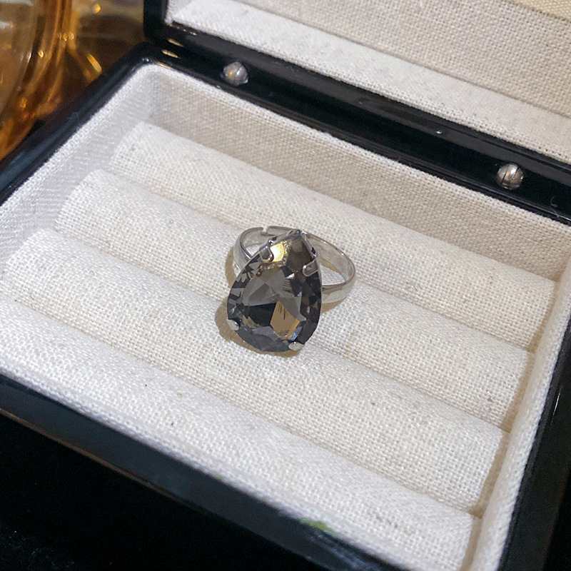 Luz de lujo circón retro Cruz hueco anillo frío estilo personalizado abierto anillo de dedo índice Corea del Sur ins pulsera del todo fósforo