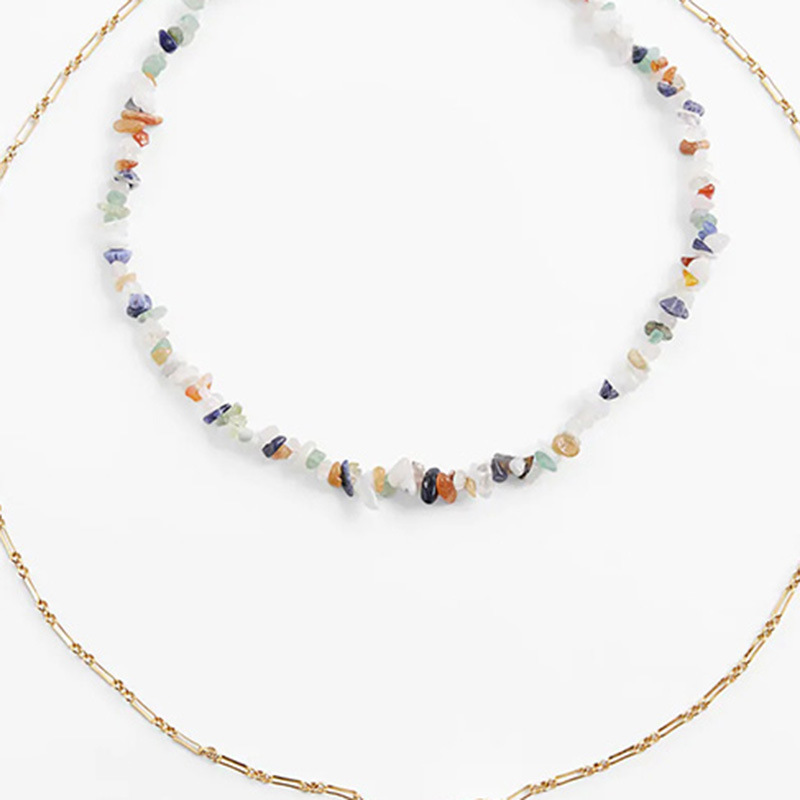 Bohemian Long Gravel Geometric Multi-layer Necklace display picture 3