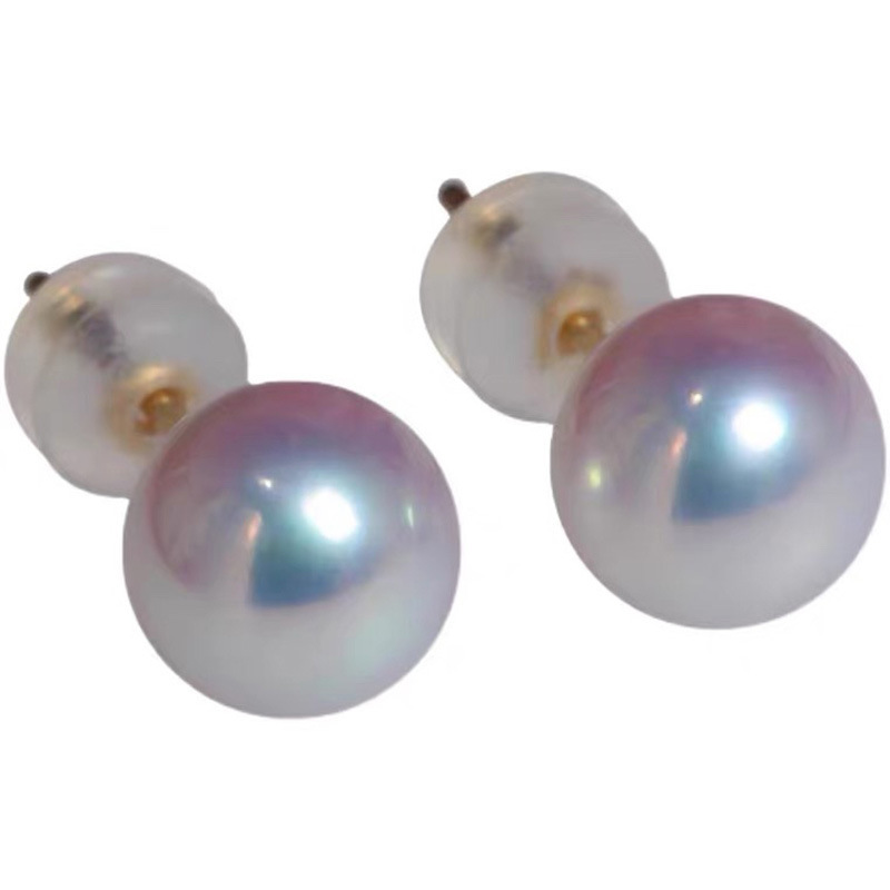 완벽한 둥근 진주 귀걸이, 강한 빛, 내츄럴 화이트 귀걸이, 금도매 은귀걸이, 담수휴가, 한 번에 세 정액 지불