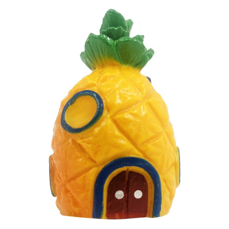 Venta caliente pecera acuario adorno sumergido dibujos animados mini casa de piña PVC no se rompe agua pescado y camarones tanque de refugio