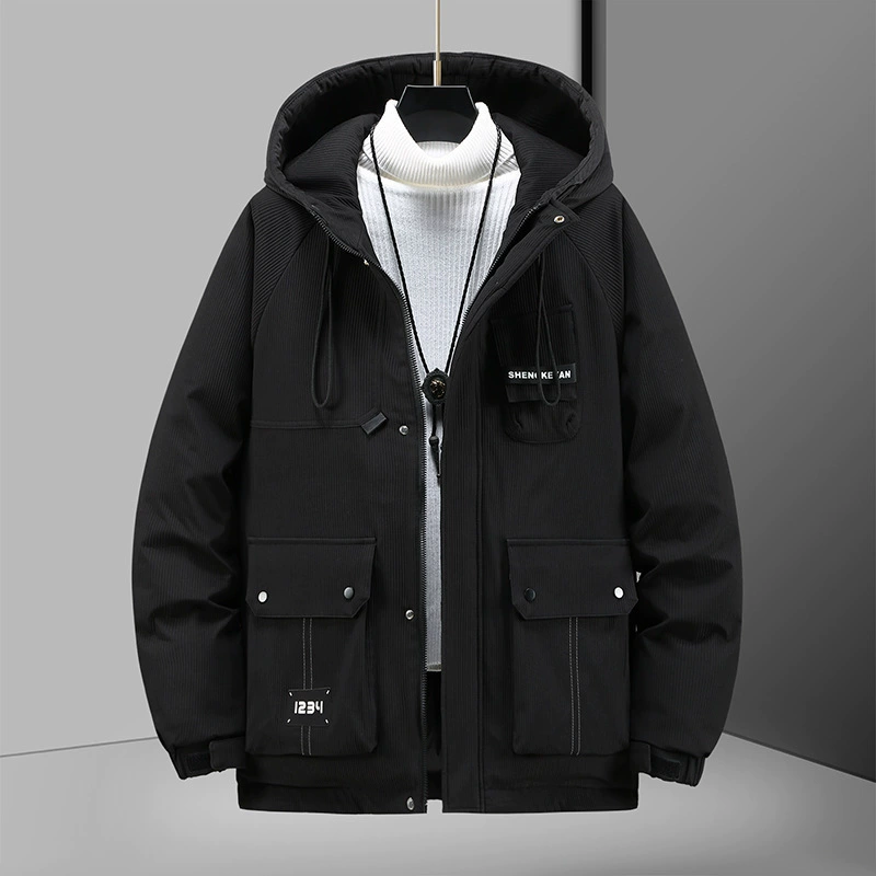Demi-season hoody, down jacket, plus size, increased thickness