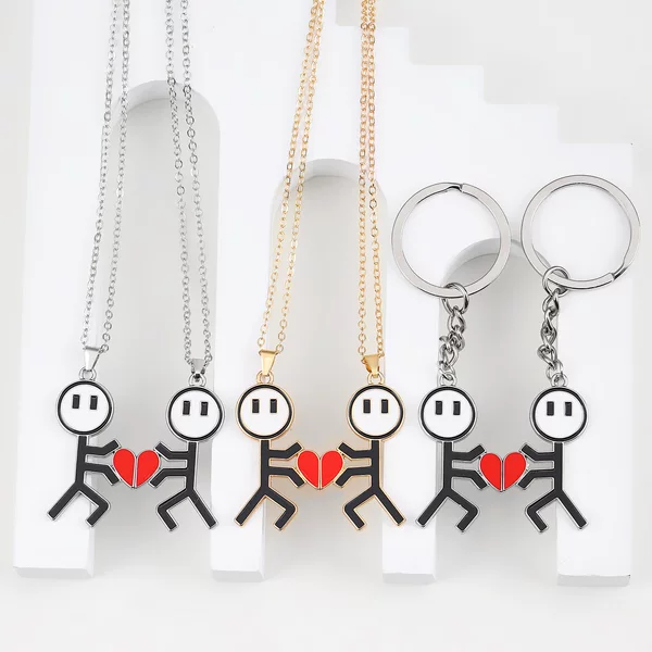 European and American New Stickman Couple Love Magnet Necklace Men's and Women's All-match Niche Clavicle Chain Pendant