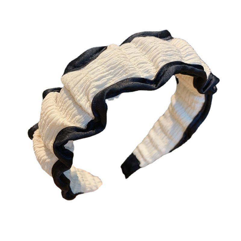 Diadema plisada de estilo coreano con un aire dulce y elegante, diadema sencilla de ala ancha, nuevo accesorio para el cabello de moda._voghion.com