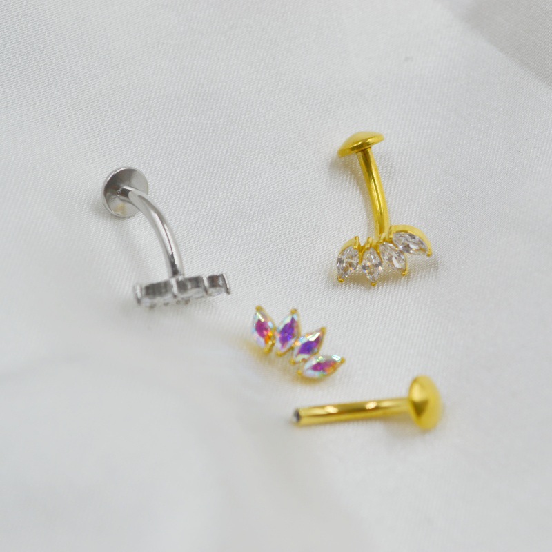 Zirconia Navel Piercing Ring Stainless Steel Belly Button Jewel_voghion.com