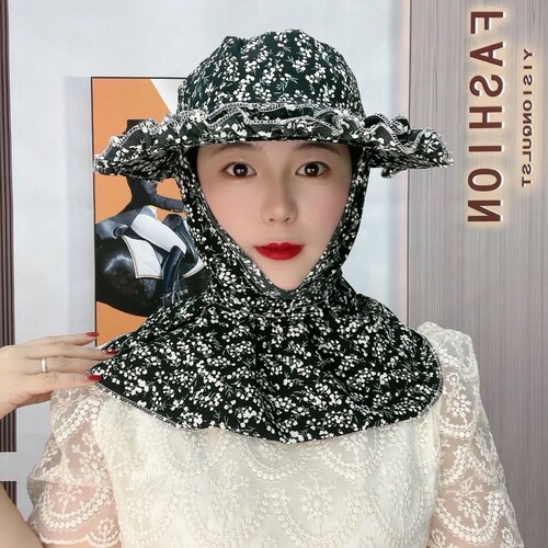 New tea-picking hat, fungus lace, sun protection hat for working in the field, face and neck protection, windproof sun visor for men and women, cycling