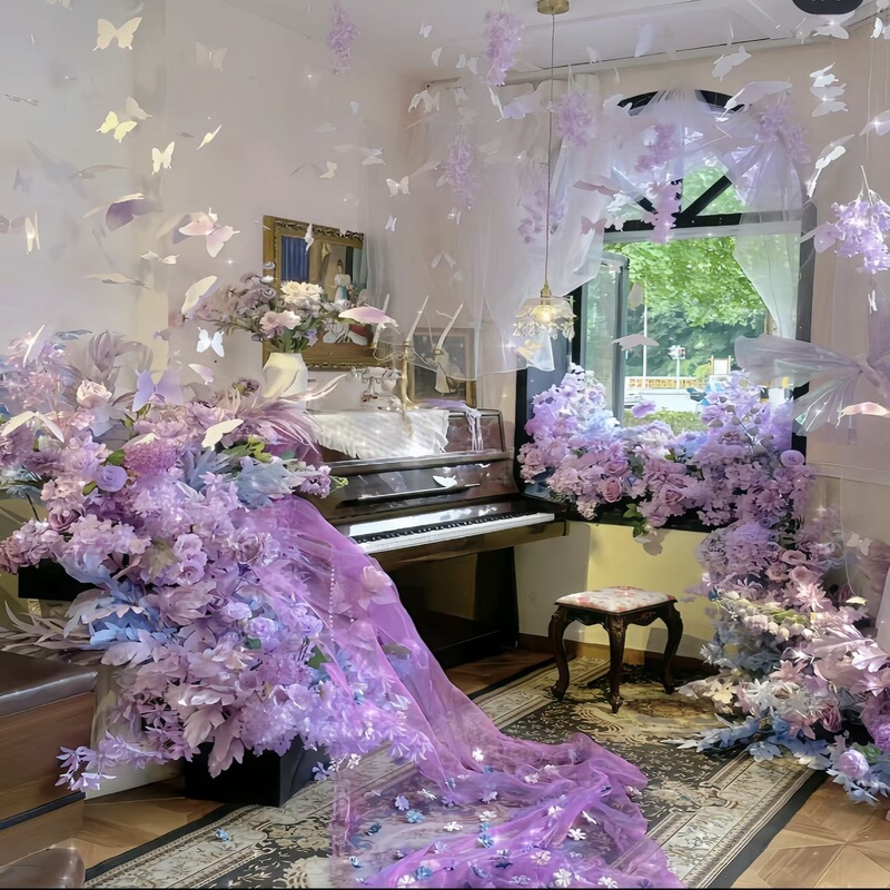 Purple Artificial Flower Wedding Hall Wedding Fake Flower Road Lead Flower Hydrangea Rose Material Monet Garden Window Purple Artificial Flower Wedding Hall Wedding Fake Flower Road Lead Flower Hydrangea Rose Material Monet Garden Window