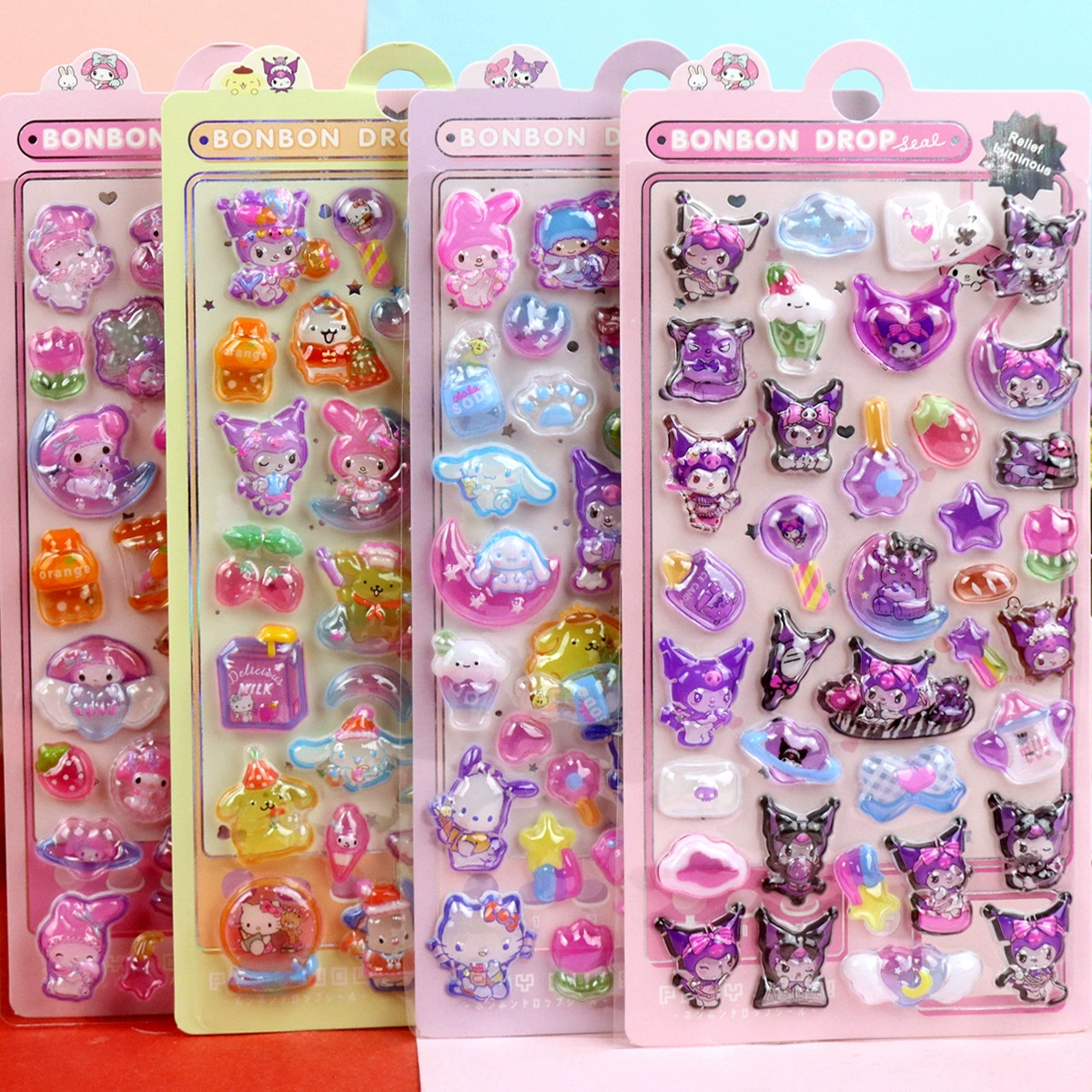 3D Luminous Embossed Sticker (Sanrio) — Cartoon Kids, 20.5×9 cm, 16 Styles