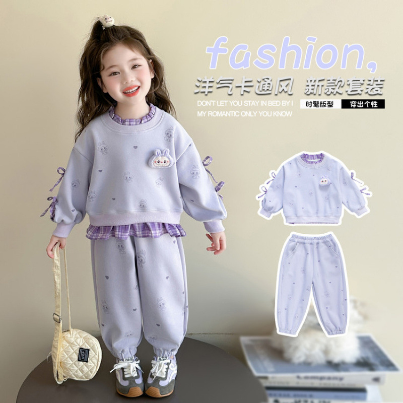 女童卫衣套装春秋款2025新款儿童休闲运动时髦洋气宝宝秋季两件套|undefined