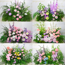 婚庆地排花森系花排 排假花婚礼台路引成品花艺