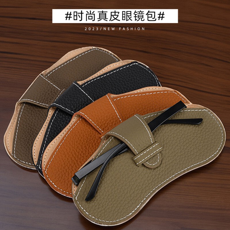 Fashion genuine leather glasses bag first layer cowhide large capacity design durable easy to carry high-grade genuine leather glasses