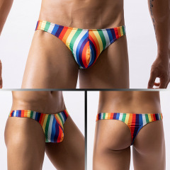 GAY European and American foreign trade sexy low-waist men's underwear cartoon print U-convex moisture-wicking thong E-100