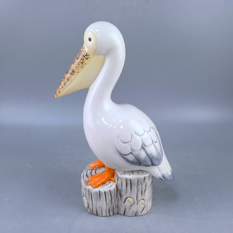 Artesanías de aves acuáticas de cerámica Adornos de aves para niños Patio rocalla Piscina Jardín Escenario Swan Animal Statue