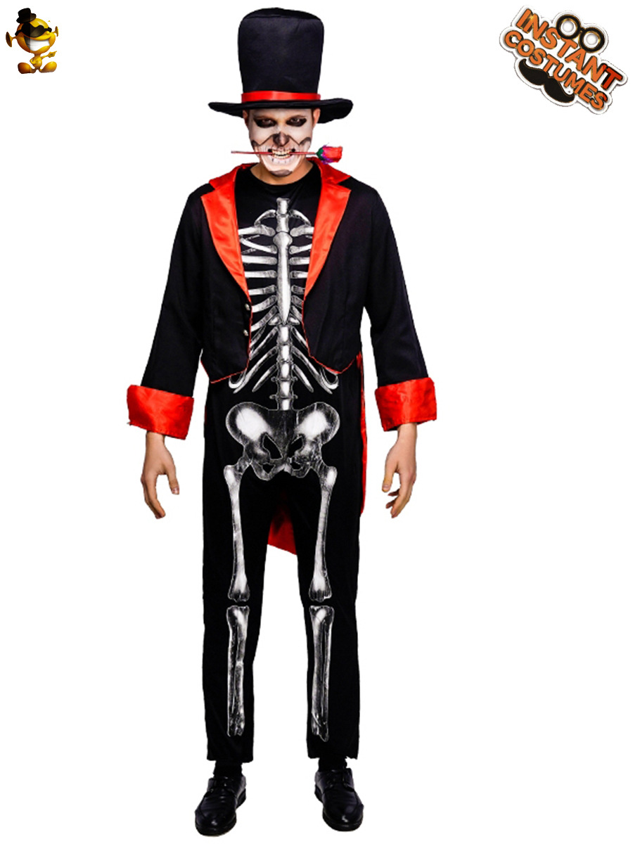 Halloween adulto grande cráneo de los hombres fantasma hueso demonio juego de rol fiesta traje de los hombres fantasma hueso traje de la etapa