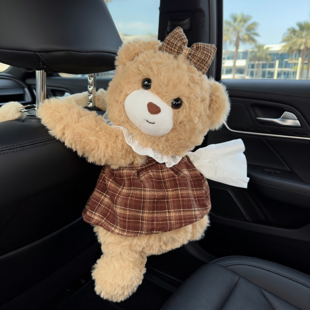 Creative Car Tissue Box with Cute Little Dog Design, Plush Toy Tissue Box for Car Decoration