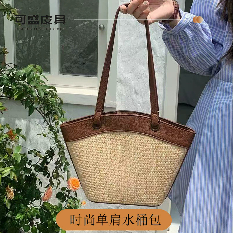 Vintage Straw Handbag for Women, Beach Style, Casual, Stylish, Versatile Basket Bag, Niche Shoulder Bag