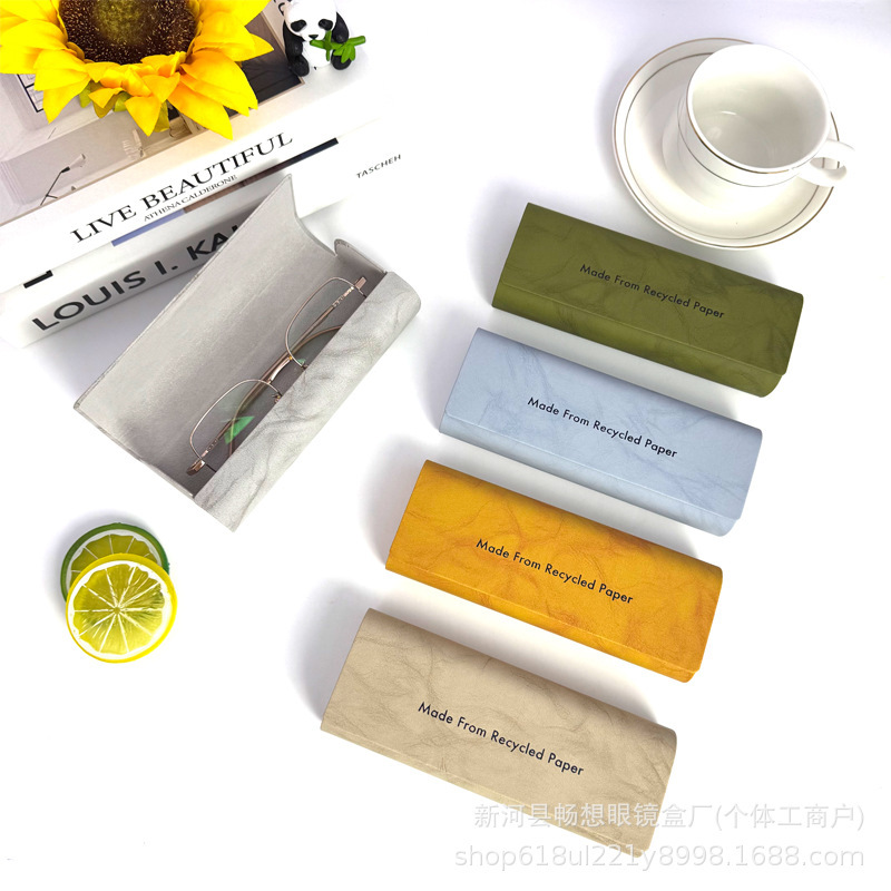Self-Adhesive Leather Optical Glasses Packaging Box Manufacturer Direct Sales New Model Handmade Leather Glasses Case Custom Logo