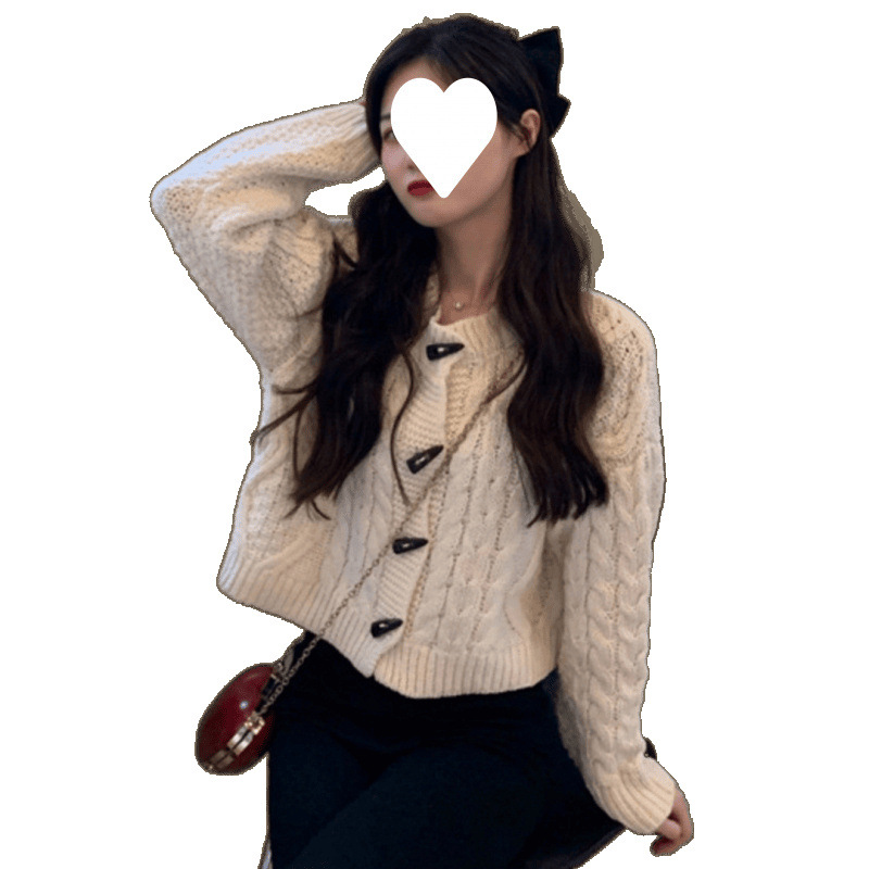 Suéter rojo mujer otoño e invierno con un sentido de diseño nicho retro suave perezoso chaqueta de punto de manga larga en...