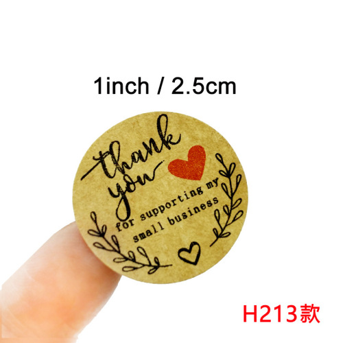 Original color kraft paper self-adhesive sealing sticker packaging decoration handwritten sticker round thank you roll baking label