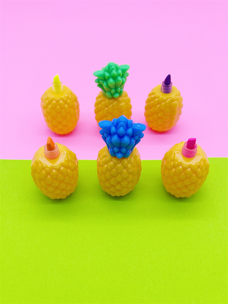 Mayorista transfronteriza multicolor resaltador mini fruta encantador resaltador multicolor conjunto de dibujo puntero marcador pluma