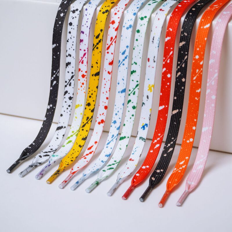 Wholesale Black and White Splatter Ink Shoelaces Suitable for Air Force One Sneakers, Casual Shoes, Af1, Dunk Shoelace Ropes, One Pair