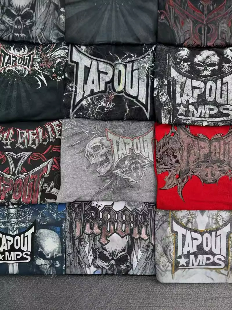 Кросс-бордер Gothic футболка европейский и американский ретро стиль Tapout MPS рисунок футболка мужская Y2K черная футболка