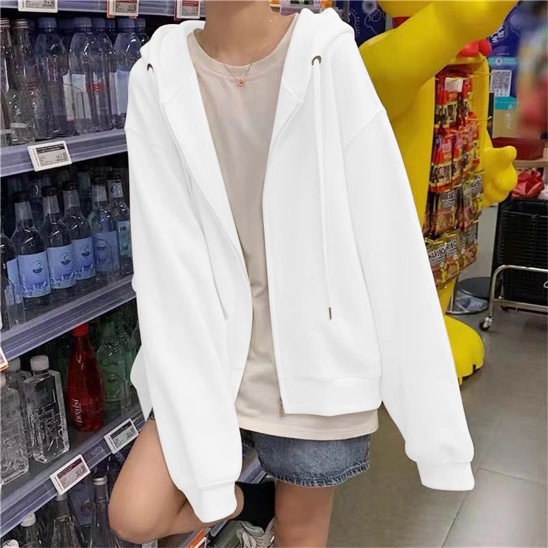 连帽卫衣女秋oversize薄款拉链外套ins潮牌宽松慵懒风开衫上衣|undefined