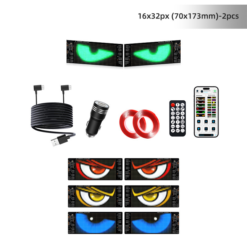 Pantalla blanda USB automóvil pantalla de publicidad flexible APP Bluetooth ventana trasera vidrio emoticon ojo del diablo pantalla LED