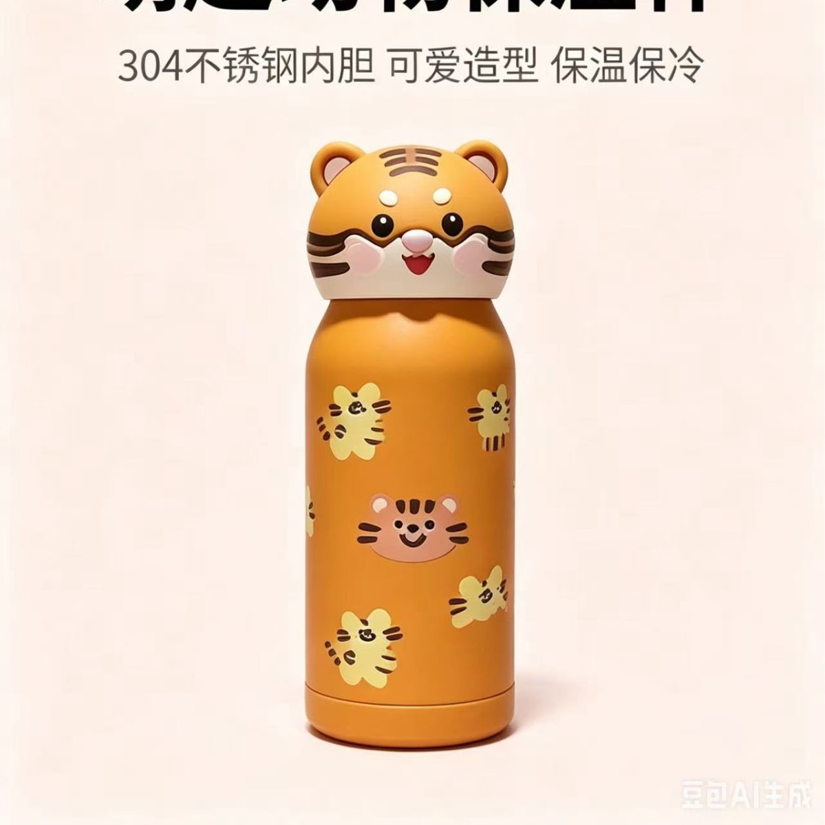 Taza de calor de dibujos animados para animales nueva creativa encantadora taza de agua de acero inoxidable para niños, taza de agua de vaca, oveja, tigre, zodiaco, pequeña taza de agua portátil
