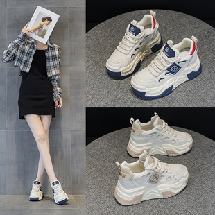 6616 Inner Height Increasing Daddy Shoes for Women 2025 Spring and Summer New Versatile Korean Style Thick-Soled Dad Shoes Students Casual Casual