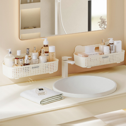 Bathroom rack, washbasin, balcony, washing machine, punch-free corner wall-mounted storage basket above the bathroom