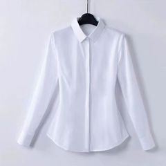 2025新款春秋白色长袖工作衬衫上衣女职业通勤正装衬衣前台衬衫女