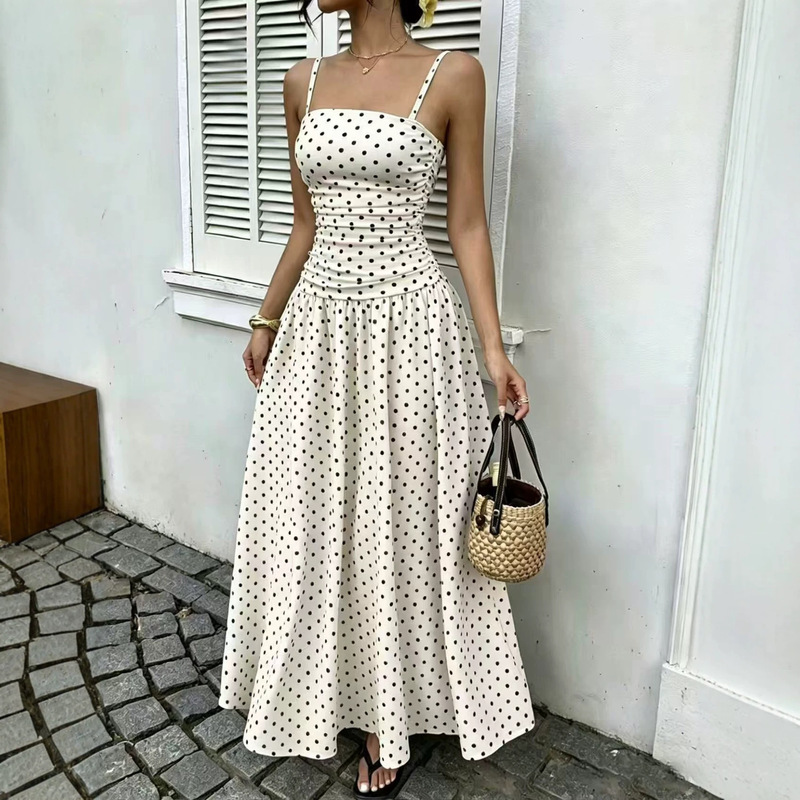 European and American Cross-Border 2026 Spring/Summer New Sexy Polka Dot A-Line Elegant Waist-Slimming Dress Evening Gown