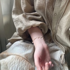 SL113気質百合当小真珠ペンダントブレスレットチタン鋼メッキ18k金保色好代発