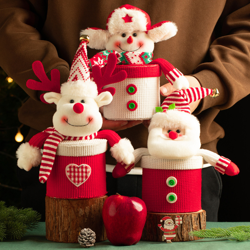 ぬいぐるみクリスマスアップルギフトボックスキャンディージャークリスマスイブクリスマスニットギフトボックスアップルバッグアップルボックス|undefined