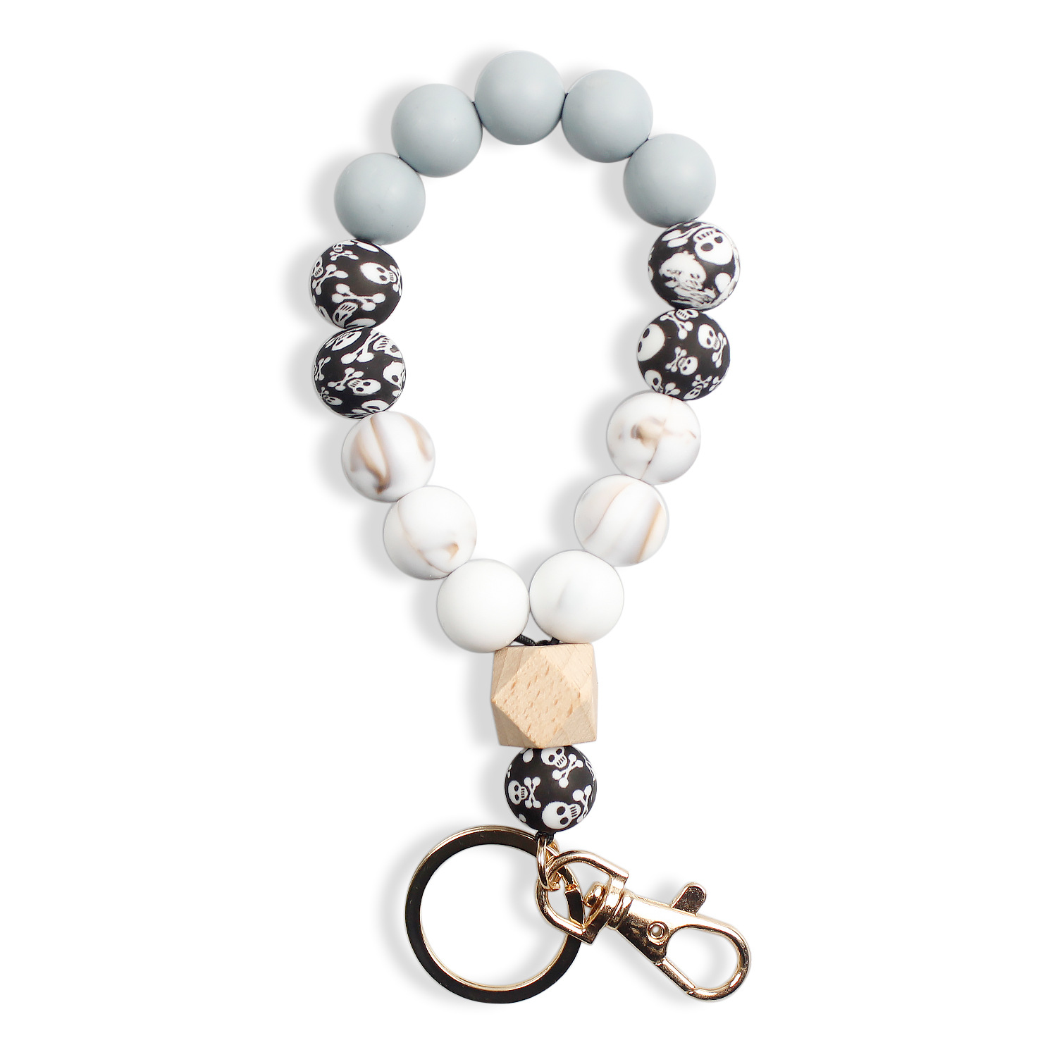 Pulsera de cuentas de silicona de color europeo y americano llavero Amazon pulsera de cuentas de estampado de leopardo de alta calidad pulsera llavero