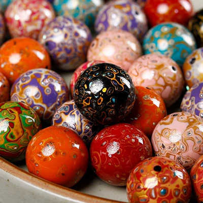 Lacquer Beads Inlaid with Mother-Of-Pearl Loose — Zərgərlik ara hissələri