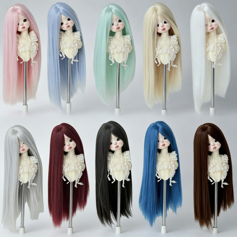 Real photos from the manufacturer: Wigs for BJD dolls, 1/3, 1/4, 1/6 scale, soft silky long straight hair, long bangs, blank head cover Real photos from the manufacturer: Wigs for BJD dolls, 1/3, 1/4, 1/6 scale, soft silky long straight hair, long bangs, blank head cover