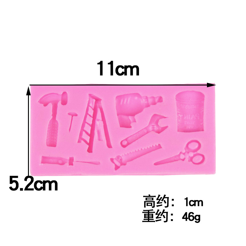 Herramientas de hardware modelado llave alicates taladro eléctrico martillo Sierra vise fondant cake decoración molde Silicona