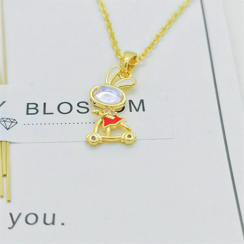 Ig Style Simple Style Bear Heart Shape Fish Titanium Steel 18k Gold Plated Artificial Gemstones Zircon Pendant Necklace In Bulk display picture 5