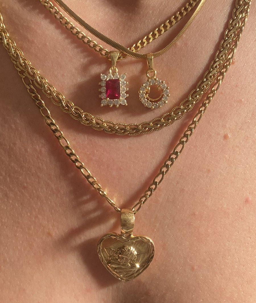Copper Material 18K Gold Plated Plating Retro Solid Color Copper Plating 18k Gold Plated Necklace