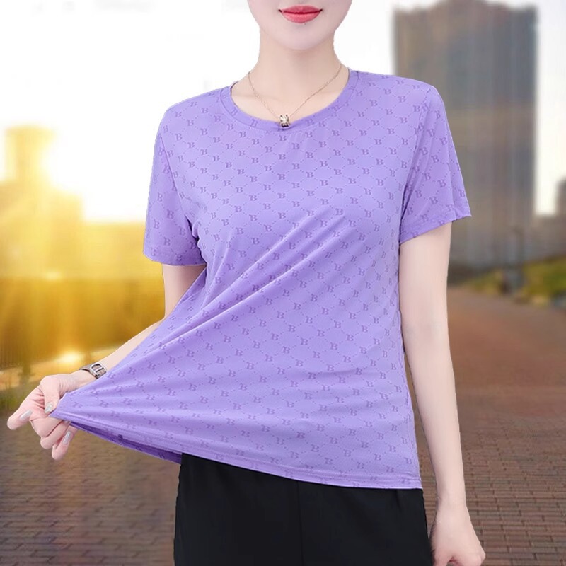 Ice Silk Quick-Drying Short-Sleeved T-Shirt for Women Summer 2026 New Plus-Size Women's Clothing Mesh Breathable Cool Top Ice Silk Quick-Drying Short-Sleeved T-Shirt for Women Summer 2026 New Plus-Size Women's Clothing Mesh Breathable Cool Top